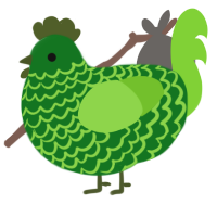 A leaf and grass chicken with a lace pattern