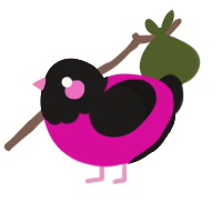 A fuchsia and sable chicken with a head pattern