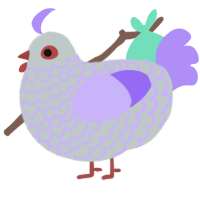 A silver and lilac chicken with a lace pattern