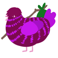 Rosewine, a wine and amethyst chicken with a bar pattern
