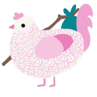 A white and pink chicken with a double-lace pattern