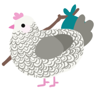 A white and ash chicken with a double-lace pattern