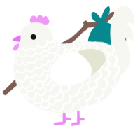 A white chicken with a lace pattern