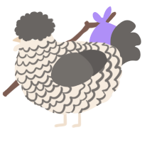 A cream and grey chicken with a lace pattern