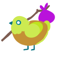 A gold and lime chicken with a head pattern