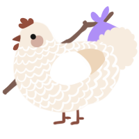 A cream chicken with a lace pattern