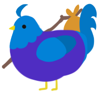 A indigo and sapphire chicken with a head pattern