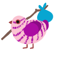 A rose and plum chicken with a bar pattern
