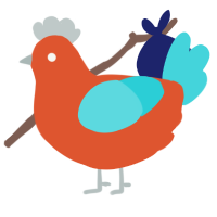 (unnamed), a vermilion and aqua chicken