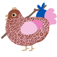A russet and pink chicken with a double-lace pattern
