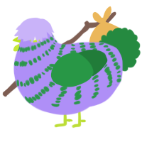A lilac and viridian chicken with a bar pattern