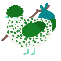 A white and leaf chicken with a speckle pattern