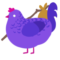 A blurple and indigo chicken with a half-lace pattern