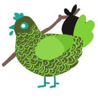 A olive and grass chicken with a double-lace pattern