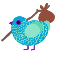 A cerulean and mint chicken with a lace pattern