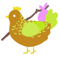 A ochre and lime chicken with a half-lace pattern