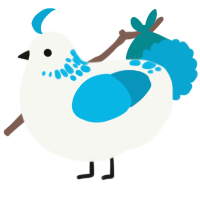 A white and cerulean chicken with a neck-speckle pattern