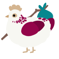 A white and maroon chicken with a neck-speckle pattern