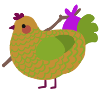 A gold and chartreuse chicken with a lace pattern