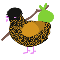 A black and ochre chicken with a double-lace pattern
