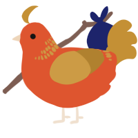 A vermilion and gold chicken with a neck-band pattern