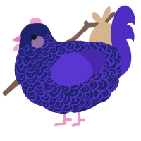 A navy and indigo chicken with a double-lace pattern