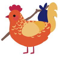 A vermilion and honey chicken with a half-lace pattern