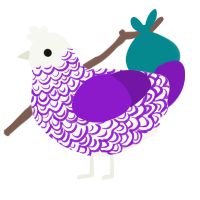 A white and violet chicken with a double-lace pattern