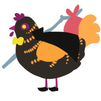 A mist and ultramarine chicken with a half-bar pattern