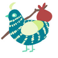 A sea and apple chicken with a bar pattern