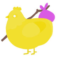 A yellow chicken with a head pattern