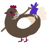 A bark and cream chicken with a neck-band pattern