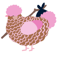 A brown and pink chicken with a lace pattern