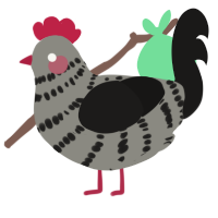 A ash and sable chicken with a bar pattern