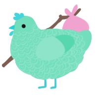 A mint chicken with a double-lace pattern