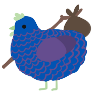 A ultramarine and overcast chicken with a lace pattern