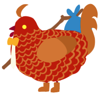 Infir, a red and brown chicken with a lace pattern