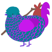 A sea and amethyst chicken with a lace pattern