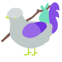A silver and blurple chicken