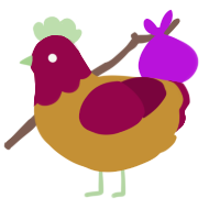 A gold and maroon chicken with a head pattern