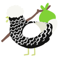 A black and white chicken with a lace pattern