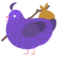 A blurple and overcast chicken with a double-lace pattern