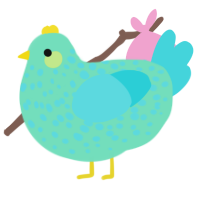 A mint and aqua chicken with a speckle pattern