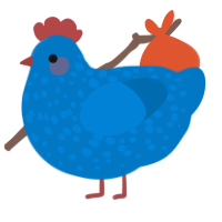 Gawain, a sapphire chicken with a speckle pattern