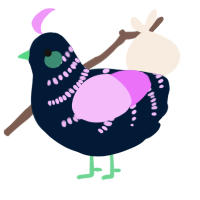 A tumblr and lavender chicken with a half-bar pattern