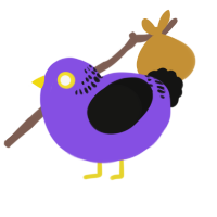 A blurple and black chicken with a neck-band pattern