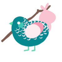 A teal and rose chicken with a half-lace pattern
