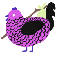 Heatproof, a orchid and black chicken with a lace pattern