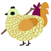 A apple and orange chicken with a lace pattern