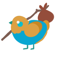 A cerulean and orange chicken with a head pattern